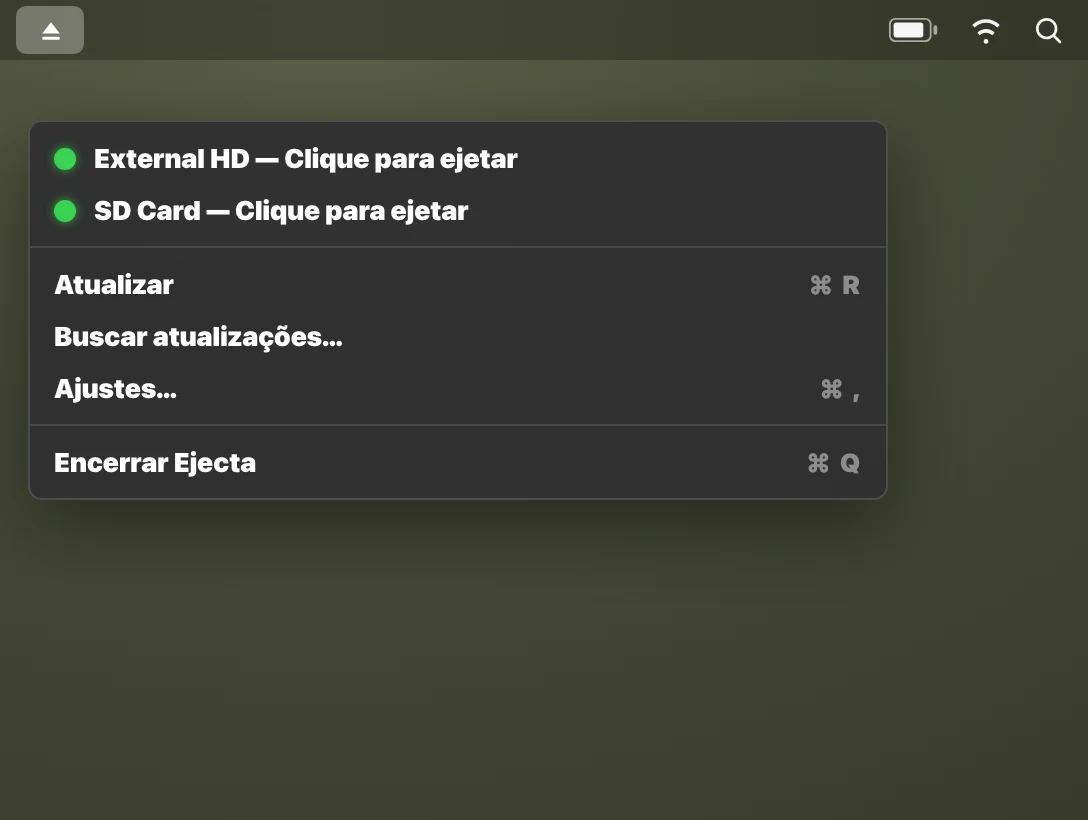 Passo 1: Clique no ícone da barra de menus