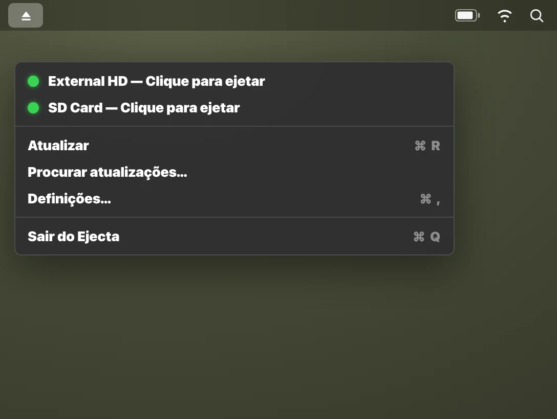 Passo 1: Clique no ícone da barra de menus